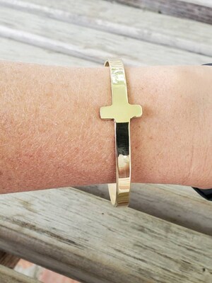 Jewelers Brass Cross Bracelet in Hammered or Smooth Finish - image4